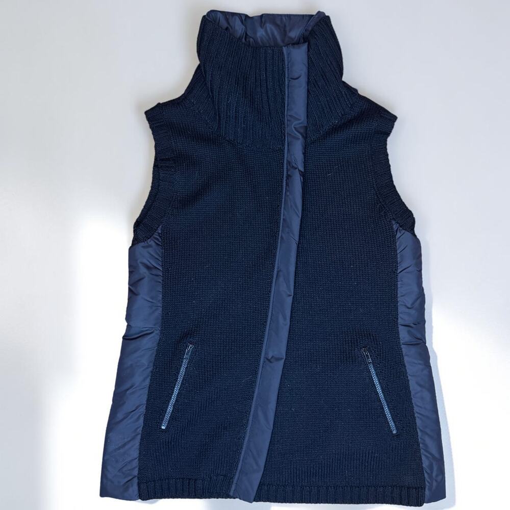 Eileen Fisher High Neck Asymmetrical Sweater Vest Merino Wool Size Small Women